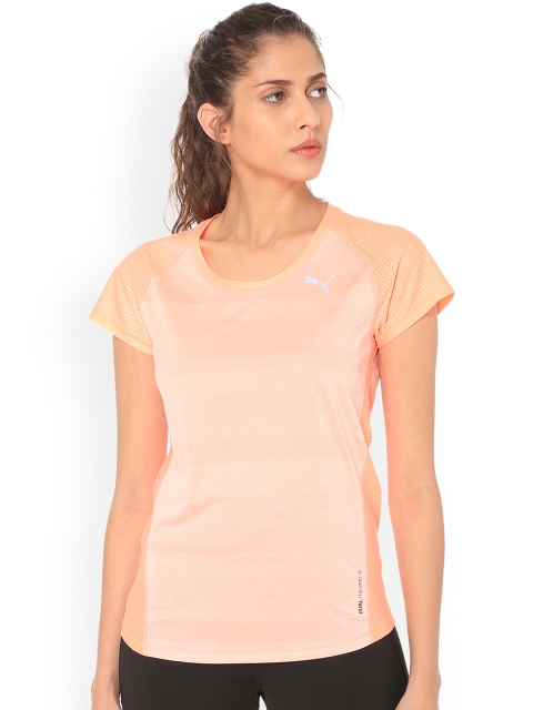 

Puma Women Peach-Coloured Solid Round Neck T-shirt