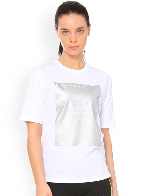 

Puma Women White Printed Round Neck T-shirt