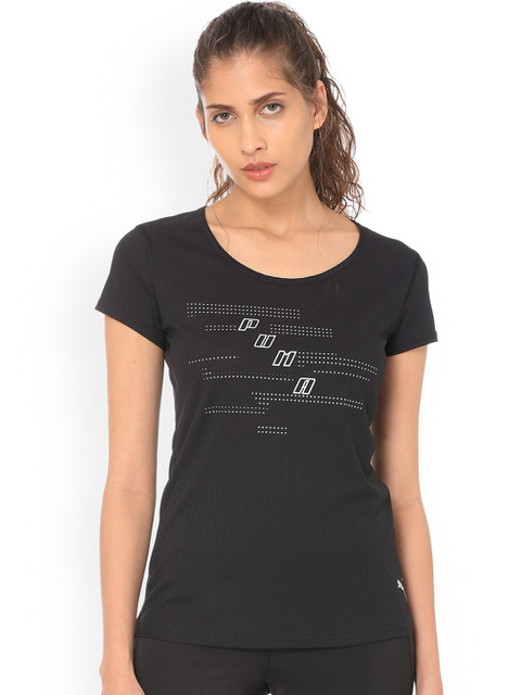 

Puma Women Black Printed Round Neck T-shirt