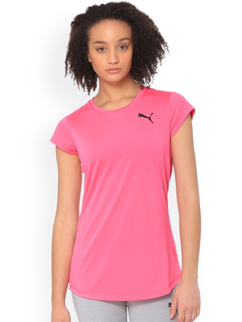 

Puma Women Pink Solid Round Neck Active T-shirt