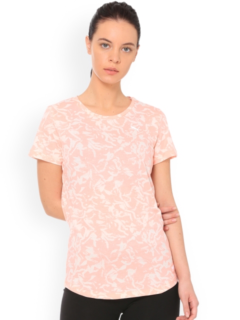 

Puma Women Peach-Coloured Printed Round Neck T-shirt