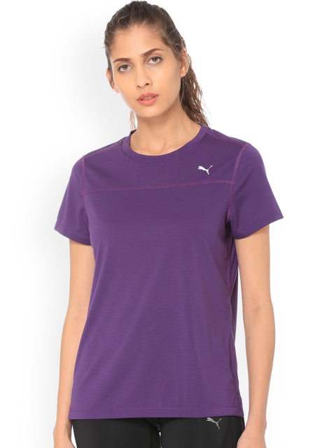 

Puma Women Purple Solid Round Neck T-shirt