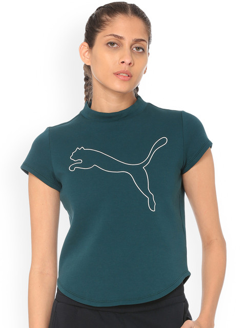 

Puma Women Green Printed Round Neck Evostripe Move Sweat T-shirt
