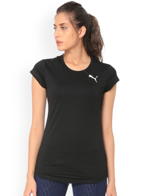 

Puma Women Black Solid Round Neck ActiveT-shirt
