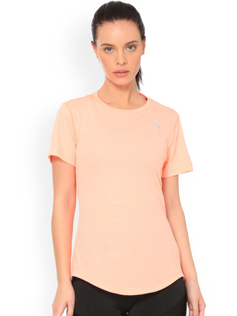 

Puma Women Peach-Coloured Solid Round Neck T-shirt