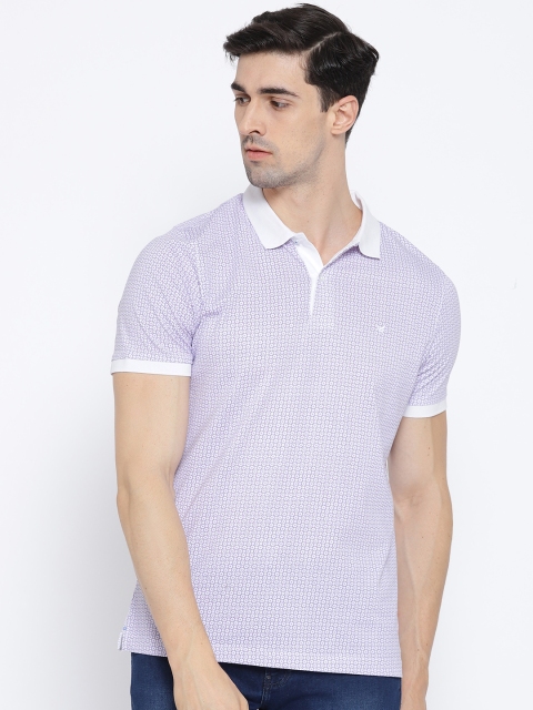 

Blackberrys Men White & Purple Printed Polo Collar T-shirt