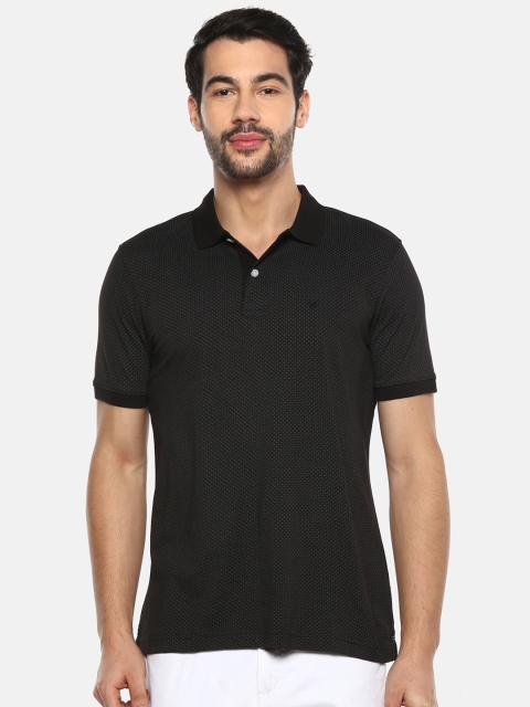 

Blackberrys Men Black & Grey Printed Polo Collar T-shirt