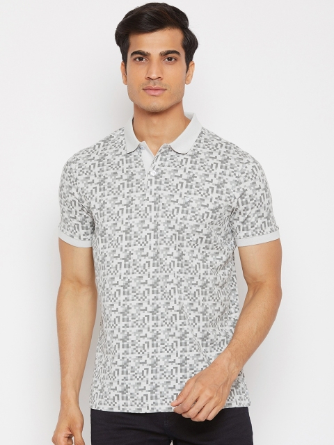 

Blackberrys Men Grey & Off-White Printed Polo Collar T-shirt