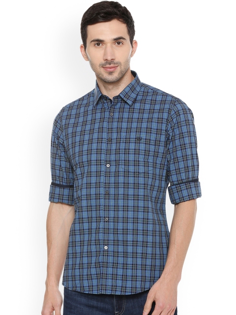 

Van Heusen Sport Men Blue & Black Slim Fit Checked Casual Shirt