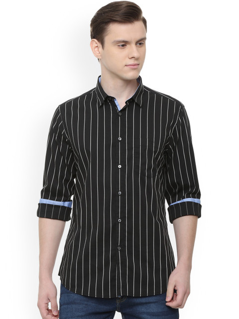 

Van Heusen Sport Men Black Slim Fit Striped Casual Shirt