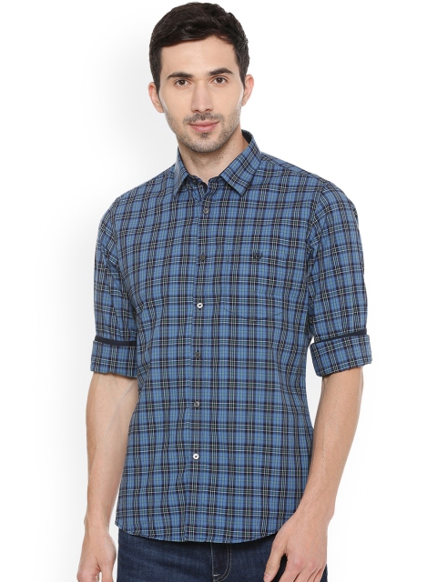 

Van Heusen Sport Men Blue & Black Slim Fit Checked Casual Shirt