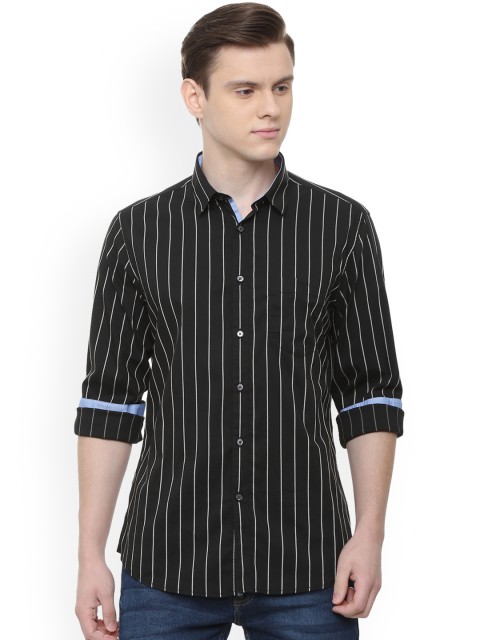 

Van Heusen Sport Men Black Slim Fit Striped Casual Shirt