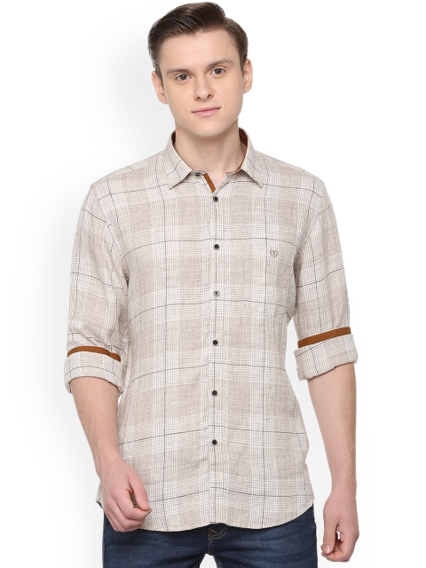

Van Heusen Sport Men Beige Slim Fit Checked Casual Shirt