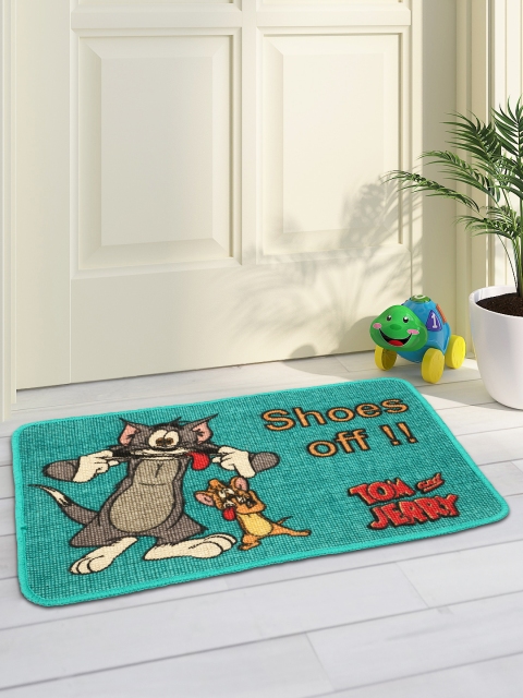 

Saral Home Turquoise Blue Printed Anti-Slip Doormat