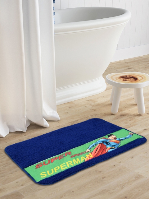 

Saral Home Kids Blue Superman Printed Microfibre Anti Skid Bath Rug