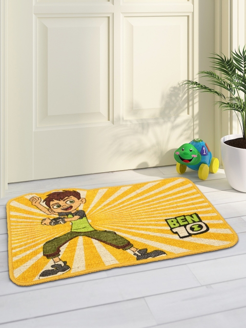 

Saral Home Yellow Printed Anti-Slip Doormat