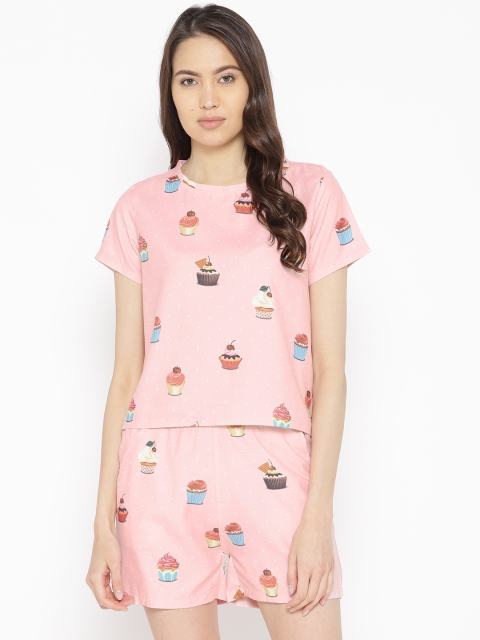 

Kanvin Women Peach-Coloured Printed Night Suit MJKSS19105A