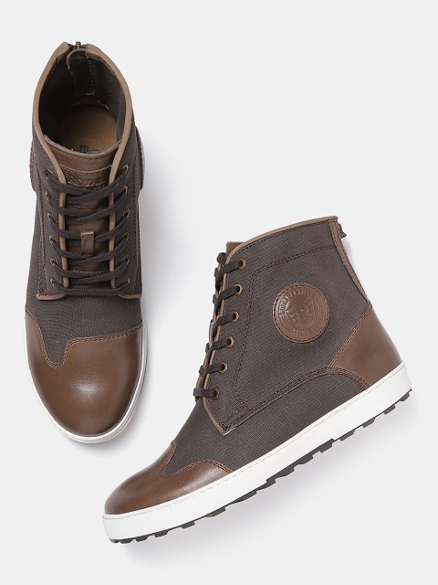 

Royal Enfield Men Brown Solid Mid-Top Sneakers
