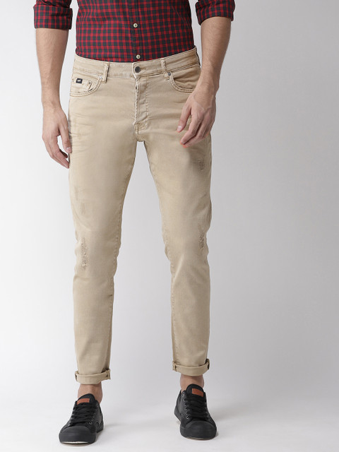 

GAS Men Beige Regular Fit Mid-Rise Slash Knee Stretchable Jeans