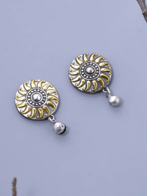 

Voylla Silver-Plated & Gold-Toned Circular Oxidised Studs