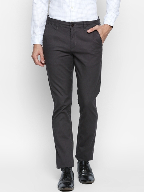 

Urban Ranger by pantaloons Men Charcoal Grey Slim Fit Solid Regular Trousers