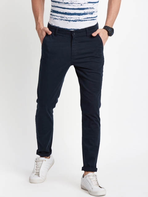 

Urban Ranger by pantaloons Men Navy Blue Slim Fit Solid Regular Trousers
