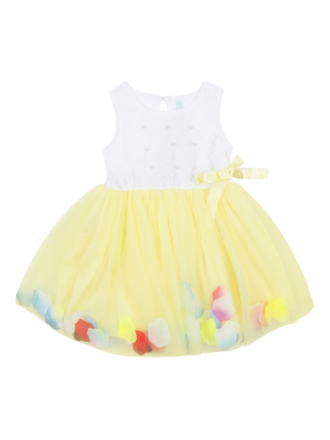 

Pantaloons Baby Girls Yellow Self Design Fit and Flare Dress
