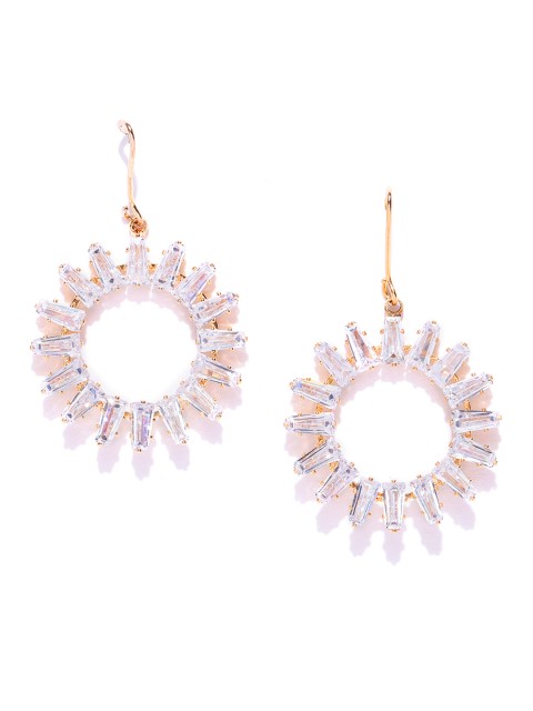 

Carlton London Gold-Plated Stone-Studded Circular Drop Earrings