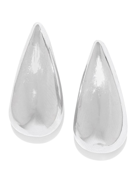 

Carlton London Silver-Toned Rhodium-Plated Teardrop Shaped Drop Earrings