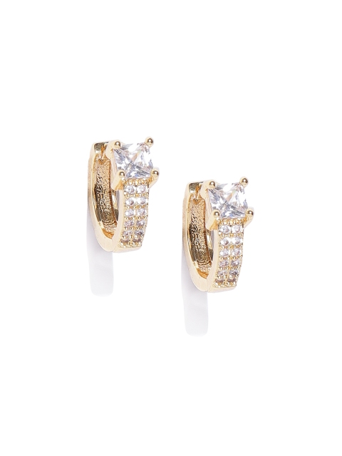

Carlton London Gold-Plated CZ Stone Studded Hoop Earrings
