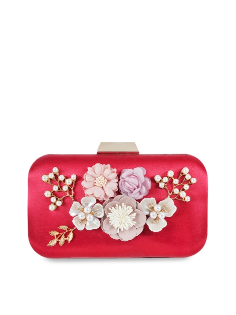 

Metro Maroon Solid Embellished Clutch