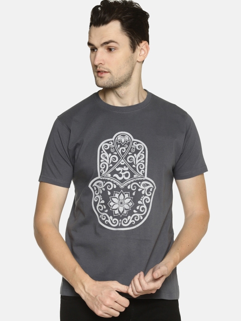 

Tantra Men Grey Printed Round Neck T-shirt