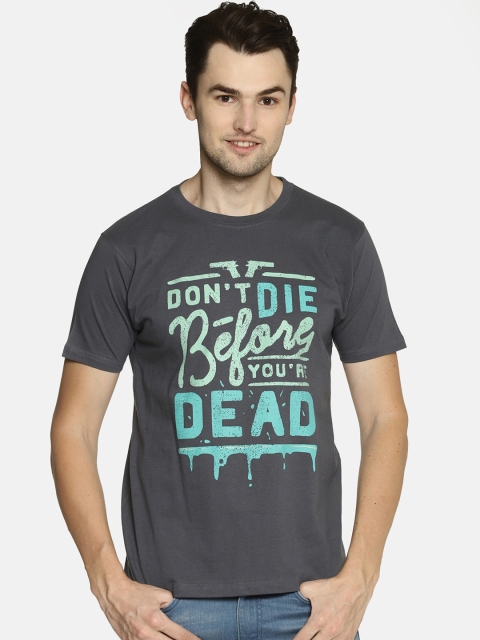 

Tantra Men Grey Printed Round Neck T-shirt