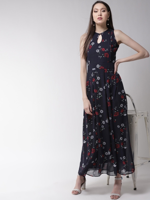 

WoowZerz Women Navy Blue & Red Printed Maxi Dress