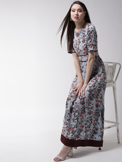 

WoowZerz Women Blue & Orange Printed Maxi Dress