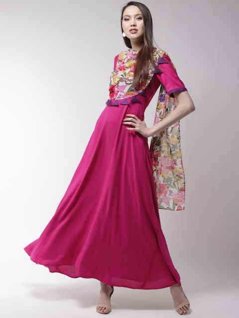 

WoowZerz Women Pink Solid Layered Maxi Dress
