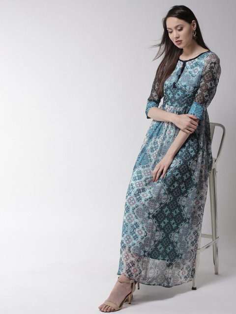 

WoowZerz Women Blue & Pink Printed Maxi Dress
