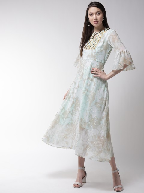 

WoowZerz Women Blue Printed A-Line Dress