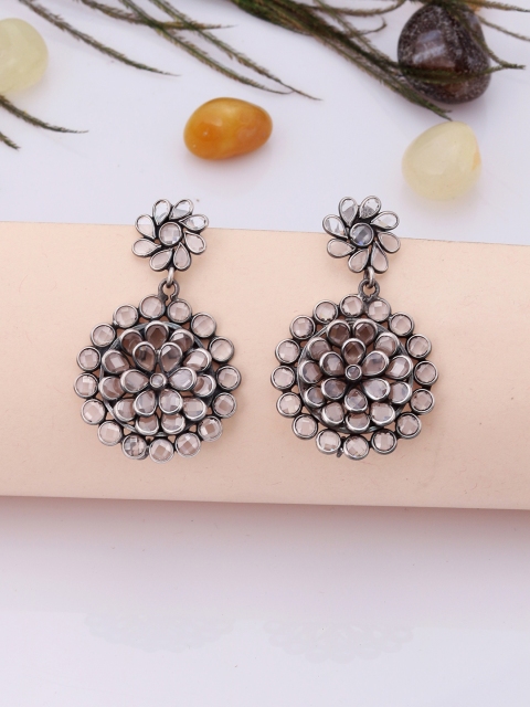 

Silvermerc Designs Women Silver-Toned Classic Drop Earrings