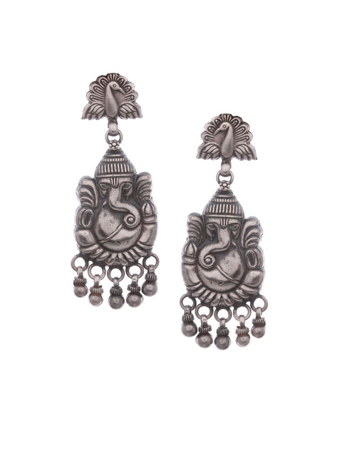 

Silvermerc Designs Silver-Toned Classic Jhumkas