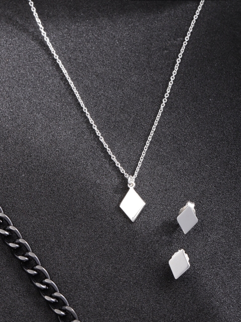 

Carlton London Women 925 Sterling Silver Jewellery Set with Silver-Plating