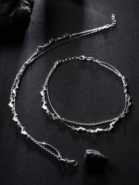

Carlton London Set of 2 925 Sterling Silver-Plated Anklets