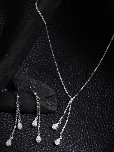 

Carlton London 925 Sterling Silver CZ-Studded Jewellery Set with Silver-Plating