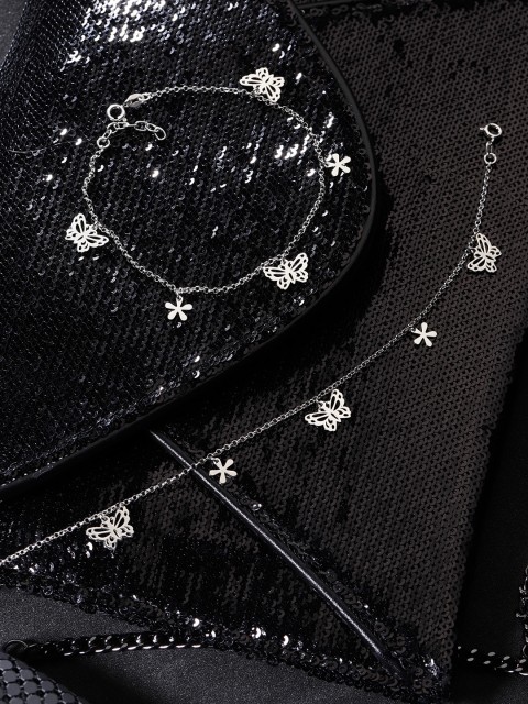

Carlton London Set of 2 925 Sterling Silver-Plated Anklets