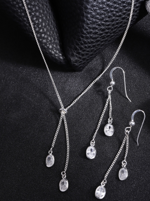 

Carlton London 925 Sterling Silver CZ-Studded Jewellery Set with Silver-Plating