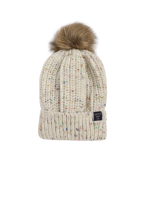 

Superdry Women Cream-Coloured Solid Beanie