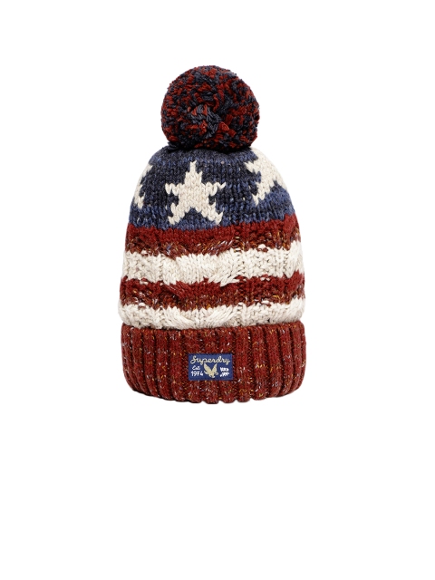 

Superdry Women Red & Navy Blue Solid Beanie