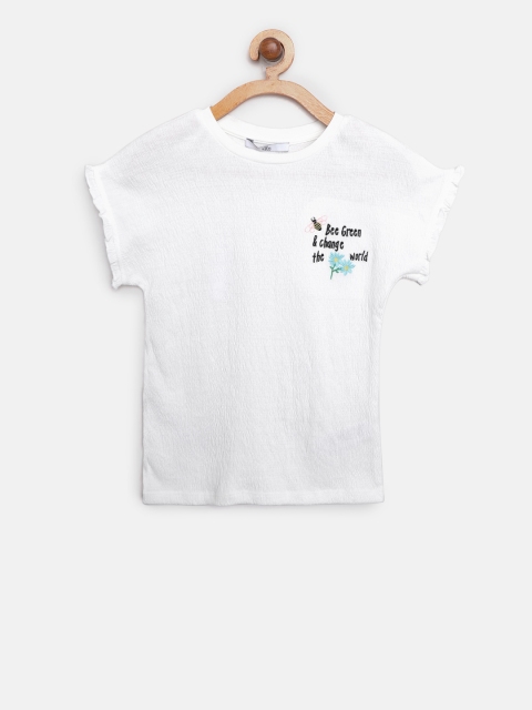 

Marks & Spencer Girls White Solid Top with Embroidered Detail