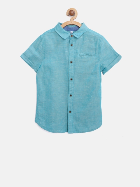 

Marks & Spencer Boys Green Regular Fit Solid Casual Shirt