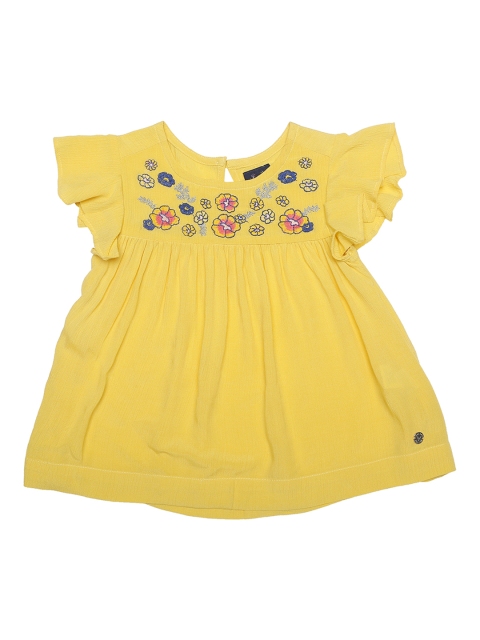 

Allen Solly Junior Girls Yellow Self Design Top